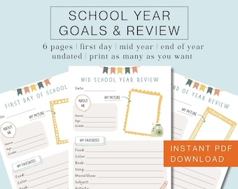 Homeschool Year Reflection Pages | Goals & Review (Digital PDF)