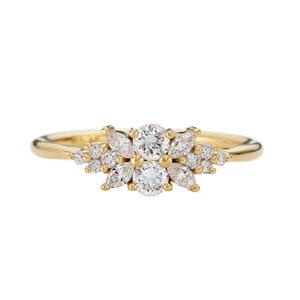 14K Yellow Gold Engagement Ring Moissanite Diamond Engagement Ring Unique Wedding Ring Anniversary Gift For Her Promise Ring For Woman