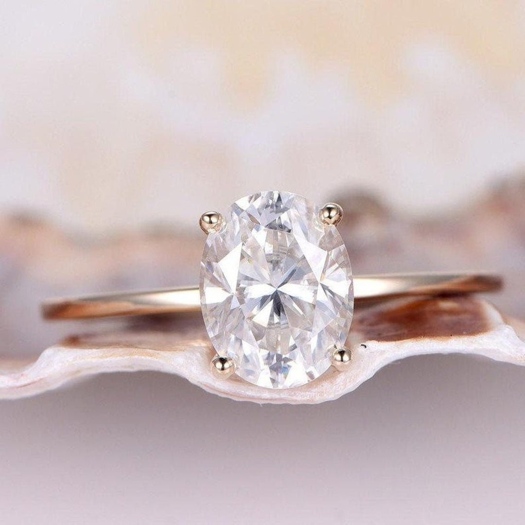2ct Oval Cut Moissanite Engagement Ring, 14k Solid Gold Ring ...