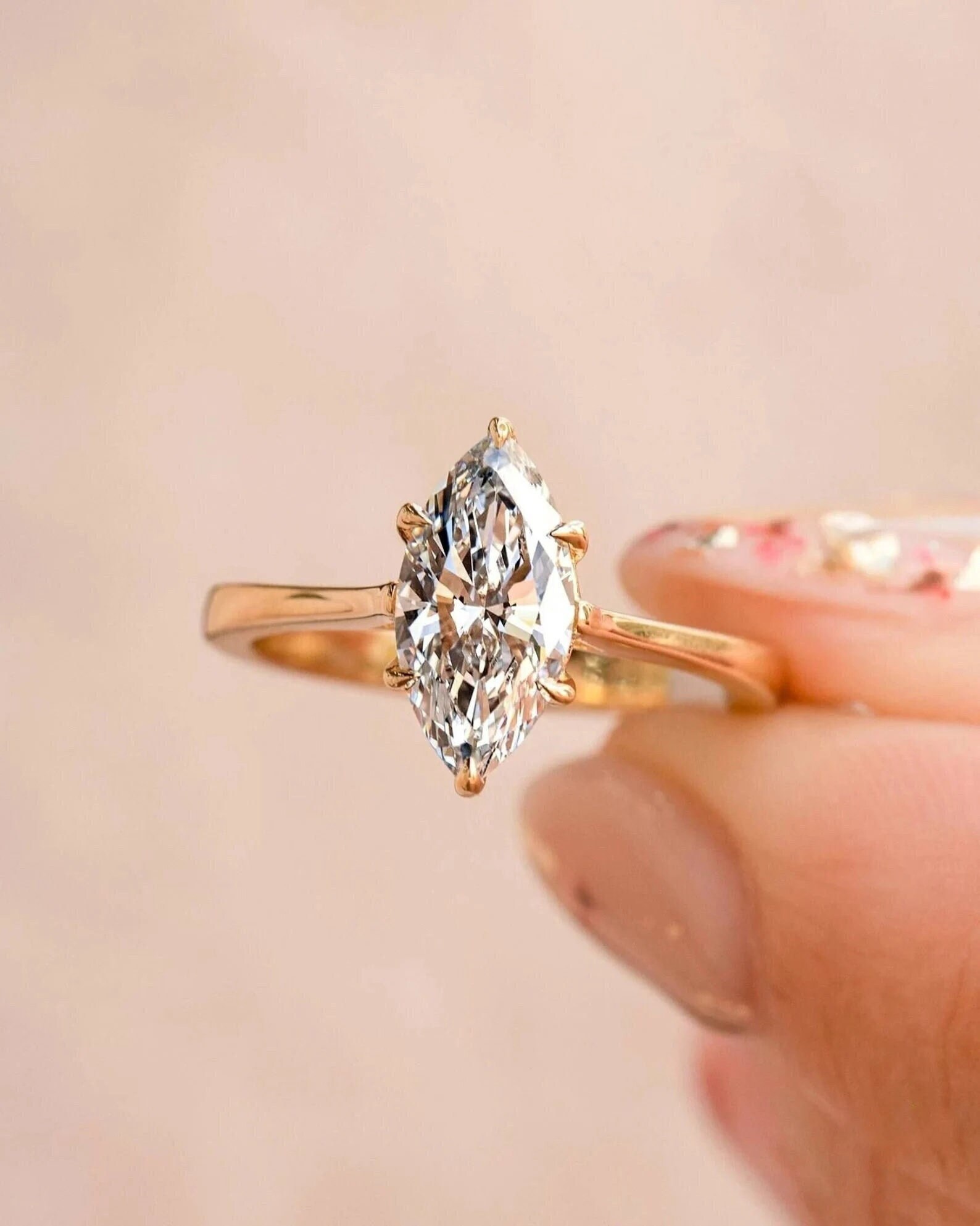 Marquise cut engagement ring yellow gold sale