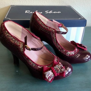 Vintage Inspired Heels by Ruby Shoo/Fabric Heels/Retro Vintage Style Shoes