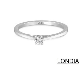 Diamond Minimalist Engagement Ring / 0.08 ct Solitaire Diamond Ring / Promise Ring / Simple Diamond Ring Thin /Anniversary Wedding Ring