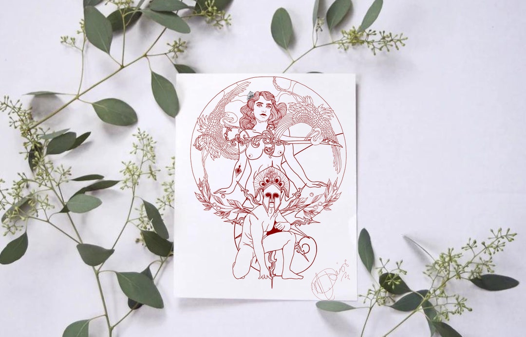 Empress Divine Feminine Divine Masculine Tattoo Design Stencil Etsy