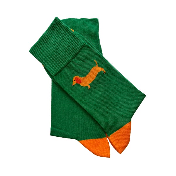 HUND GRÜNE SOCKEN | Lustige bunte Socken für Frauen und Männer, Geschenkidee, Unisex-Socken, Camping-Socken, einzigartige und bequeme Baumwollsocken