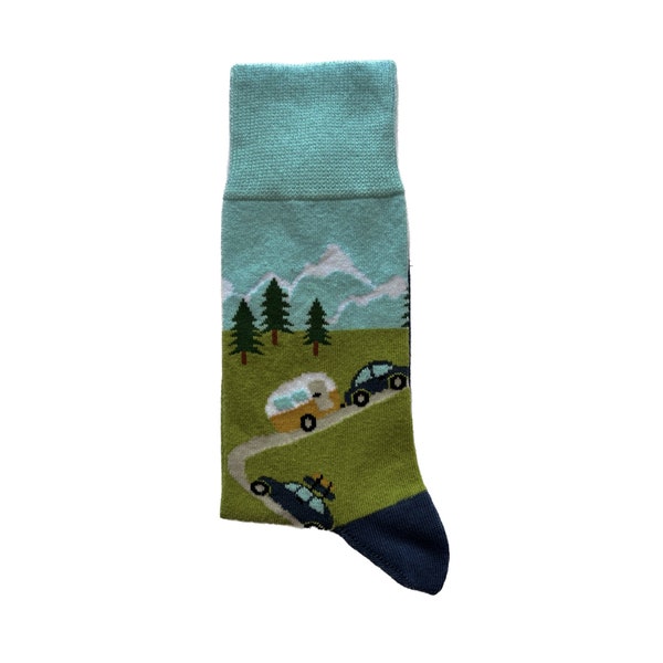 CAMPING SOCKEN | Einzigartige und bequeme Socken, lustige bunte Socken für Frauen und Männer, Geschenkidee, Unisex-Socken, Campingsocken