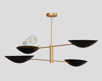 4 Pendant Light | Antique Brass Sputnik Chandelier Light | Mid Century Brass Modern Ceiling | Custom Kitchen Light Fixture