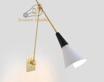 Handmade Brass Wall Lamp: Mid-Century Modern Adjustable Sconce