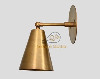 Raw Brass Wall Sconce Light: Handmade Kitchen Vanity Fixture