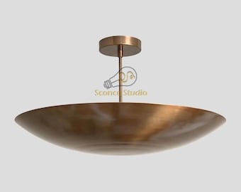 Mid Century Modern Sputnik Chandelier: Raw Brass 6-Light Ceiling Fixture