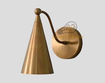 Cone Brass Wall Sconce – Lupe Wall Sconce – Mid-Century Modern Brass Light Fixture
