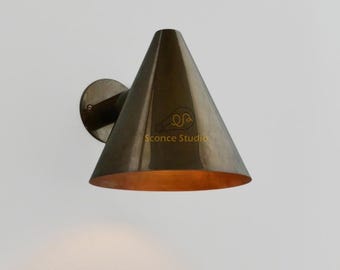 Mid Century Brass Wall Sconce: Handmade Vintage Style Light