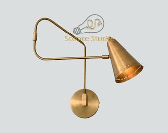 Brass Swing Arm Wall Sconce | Stilnovo Mid Century Modern Adjustable Light