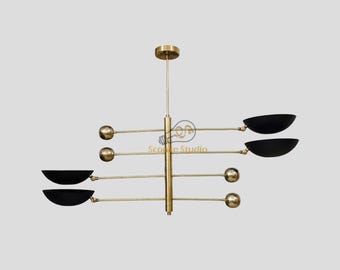 Antique Brass Sputnik Chandelier: Mid Century Modern Kitchen Light