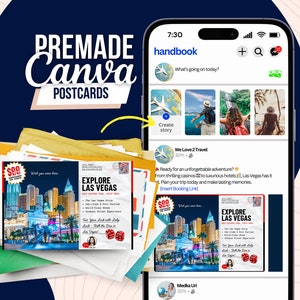 Las Vegas - Reisepostkarte - Marketing - Social Media Template - Bearbeitbar in Canva - Feed, Reels & Posts Mockups