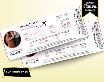 Boarding Pass | Boarding Pass Template | Boarding Pass Template Instant Download | Boarding Ticket | Boarding Ticket Template | DIY Template