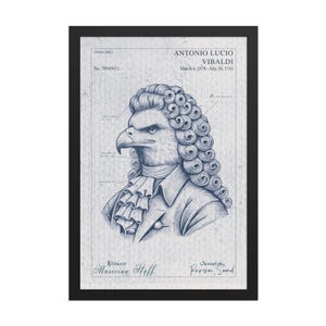 Vivaldi “Vibaldi” – Adlerauge Komponisten Tierkunst | Lustige klassische Musik-Wand-Dekor | Gerahmtes Musik Geschenk für Musiker & Lehrer