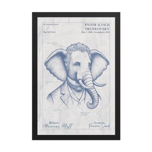 Tschaikowsky “Trunkovsky” – Elefanten Sinfonie Bauplan | Skurrile Tiermusik-Kunst | Lustiges Geschenk für Musikliebhaber & Lehrer