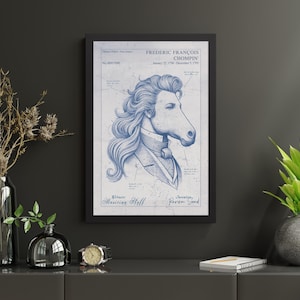 Chopin "Chompin" – Scuderie del Notturno di Frederic / Arte con animali / Divertente decorazione da parete con musica classica / Regalo musicale incorniciato per musicisti e insegnanti