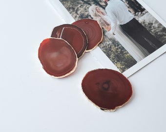 Red Agate Coasters | Real Gemstone | Wedding Favors | 50 - 1,000+ People | Wedding Gifts | Coaster Set of 4 by Presentes Amor