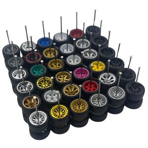 10mm 1/64 wheels Colored Chrome/ Electroplated Chrome 1/64 scale rubber tires  / JDM, Muscle / Diecast Customs / rubber wheel