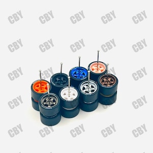 1/64 Scale Wheels / 12mm or 16mm / Lettered Tires / Plastic rim, rubber tire / Diecast Customs
