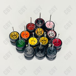1/64 4 Spoke Jdm Wheels / 10.5mm / 1:64 scale rubber tires  / JDM / Diecast Customs /