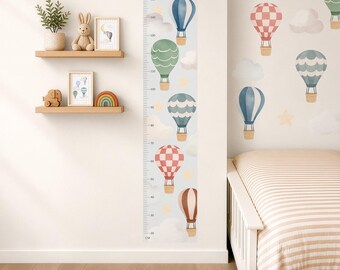 Personalised Height Chart Wall Sticker, Hot Air Balloons Nursery Wall Decal