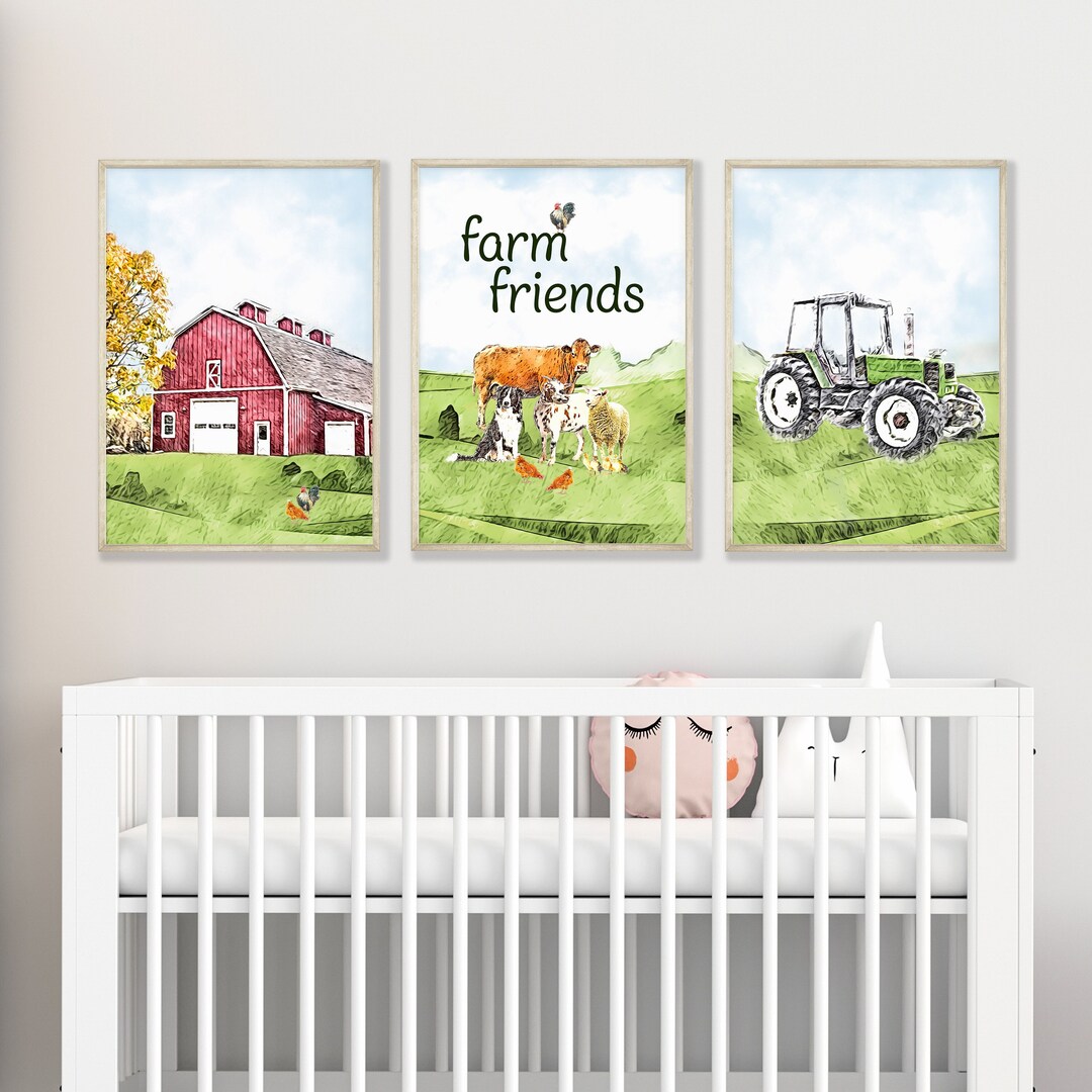 Farm Nursery Set of 3 Prints Farm Themed Nursery Decor Barn Etsy