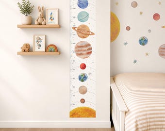 Personalised Height Chart Wall Sticker, Solar System Nursery Wall Decal