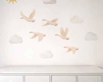 Flying Goose Wall Stickers, Neutral Nursery Wall Decals, Goose Wall Art, Farm Nursery Decor, Baby Room Stickers