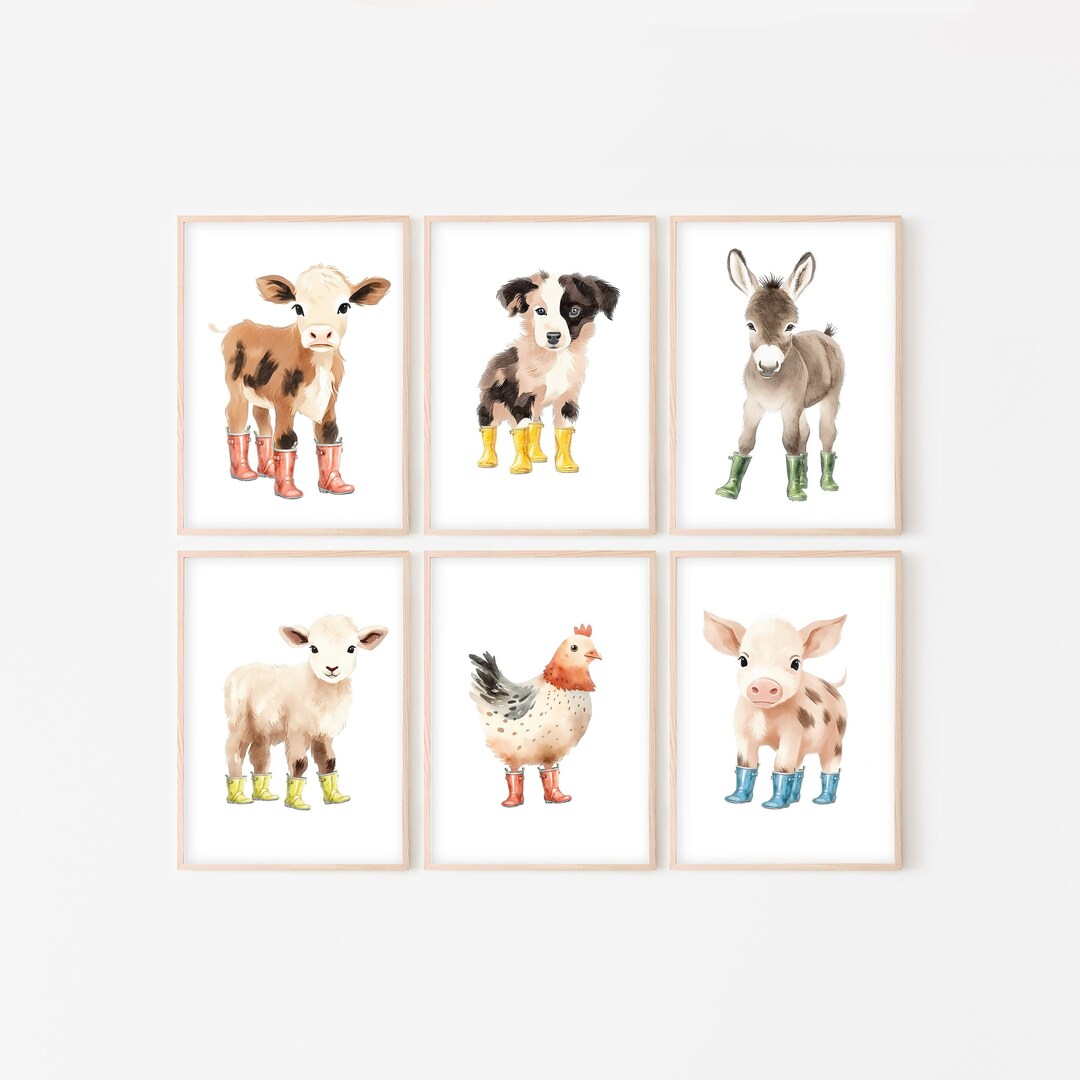 Farm Animal Prints for Nursery Set of 6 Farm Animal Nursery - Etsy