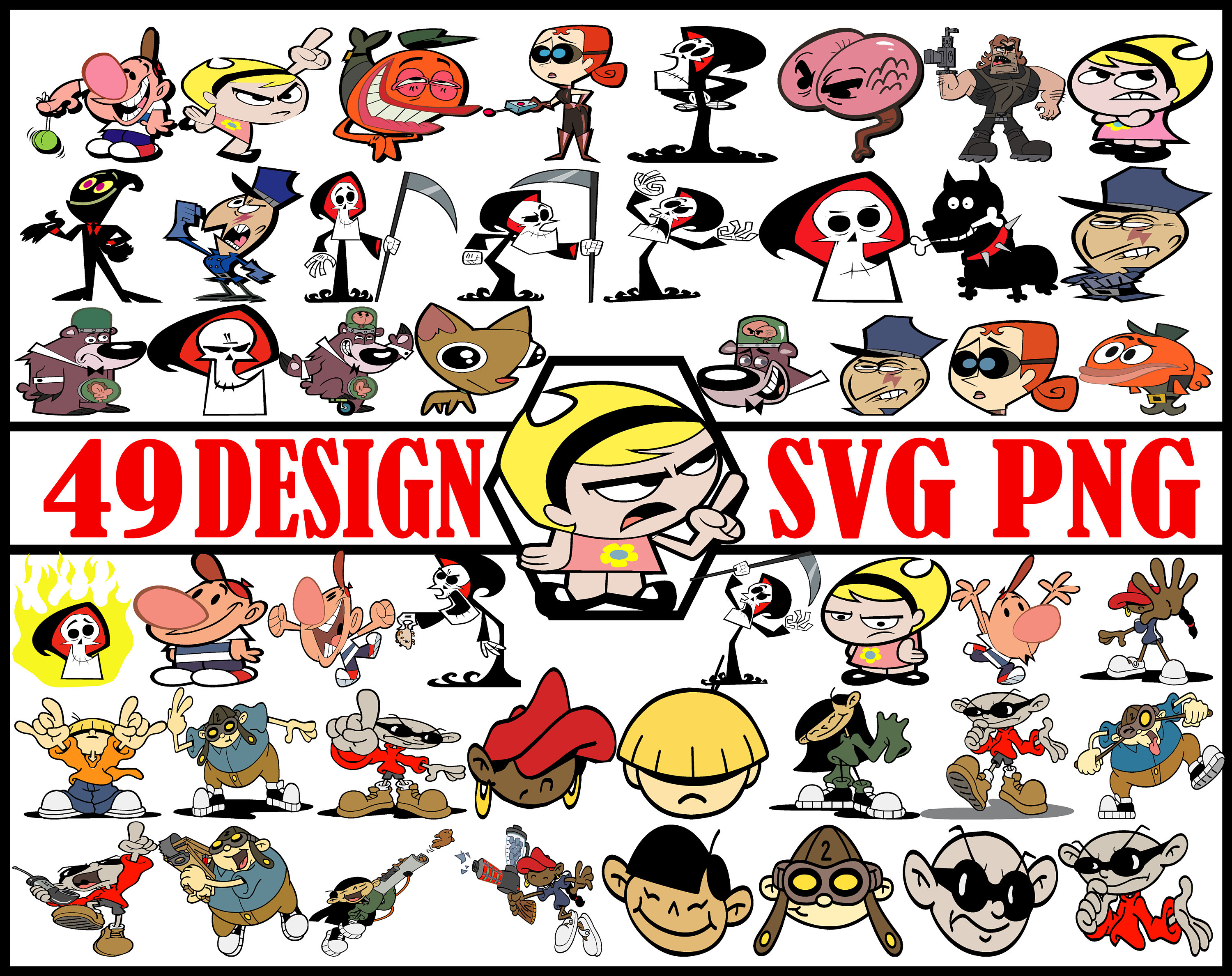 Funny Character Svg, Cartoon Network 90s Bundle Svg, Cartoon Characters  Svg, Grimm Reaper Svg, Png, Svg, Eps, Dxf -  Canada