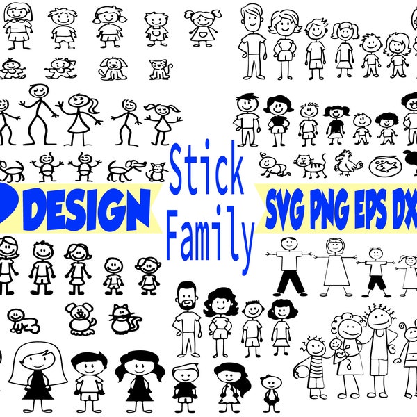 Stick family svg bundle, stick family cut files, stick family clipart, silhouette, layered files,cricut svg files,svg bundle layered files