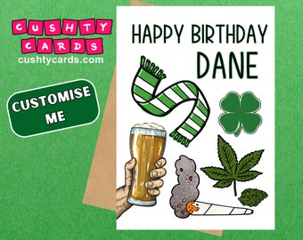 Celtic Birthday Card - Personalised | Cannabis | Pint