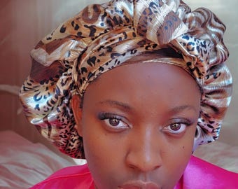 Adjustable Satin Tie Bonnet: Reversible Sleep Cap, No Elastic, Handmade Canada