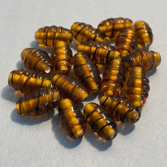 Tiger-stripe Ridged Oval Beads - image 4