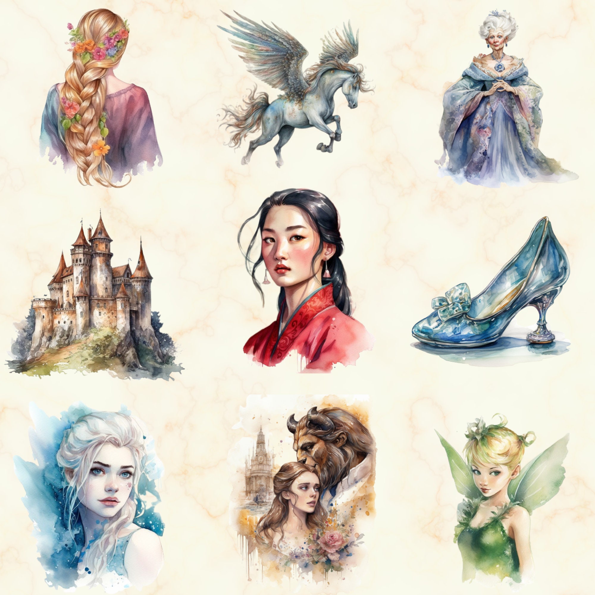 45 PNG Watercolor Fairytale Clipart - Fairytale Fantasy Book PNG Set ...