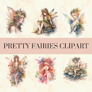 27 Pretty Woodland Fairies Clipart - Magical Fairy PNG Set, Fantasy Creature Art, Cute Mushroom Fairy Commercial Use, Instant Download