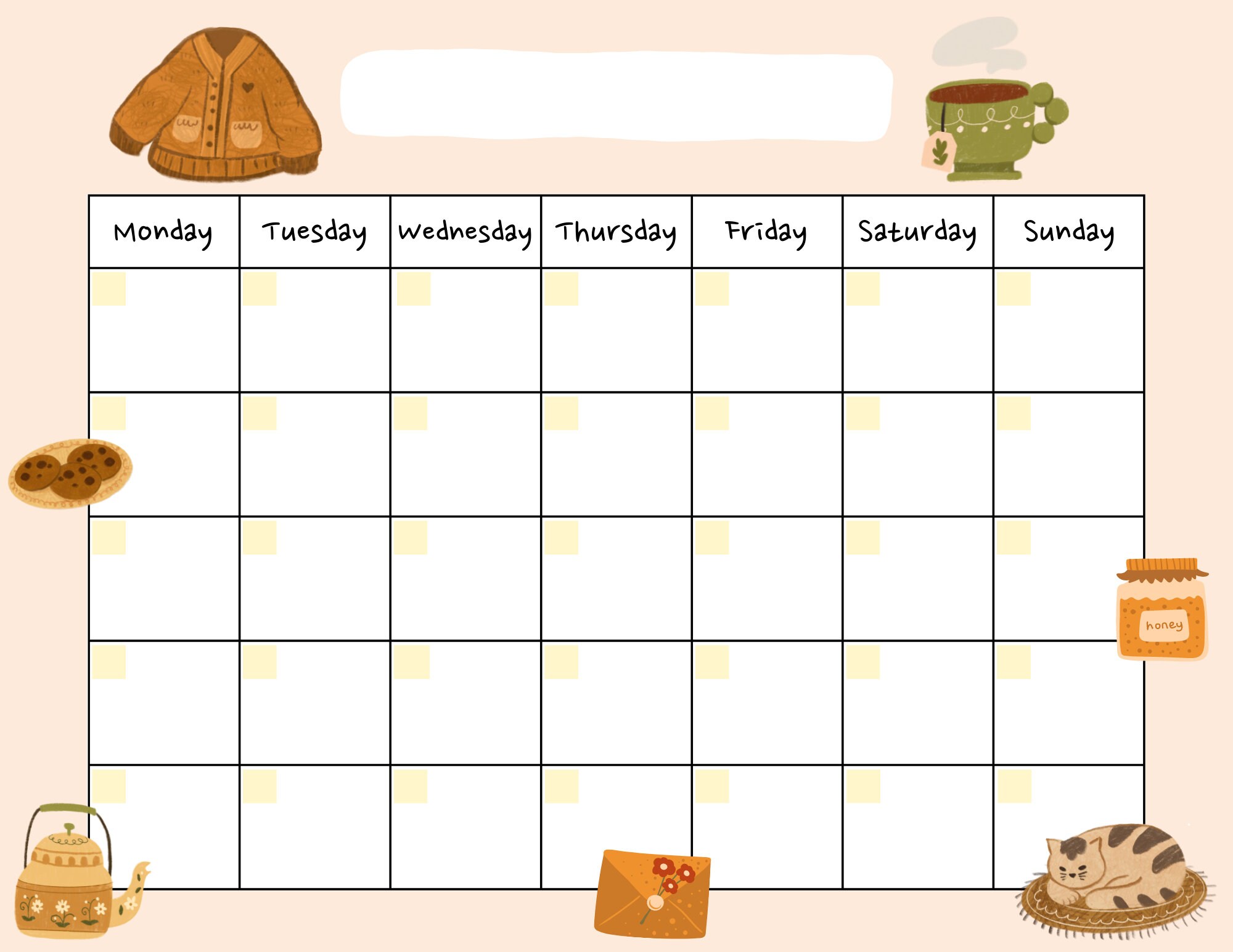 Cozy Cottagecore Open Printable Calendar, Digital Download Calendar ...