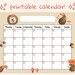 Cute Hedgehog Open Printable Calendar, Digital Download Calendar ...