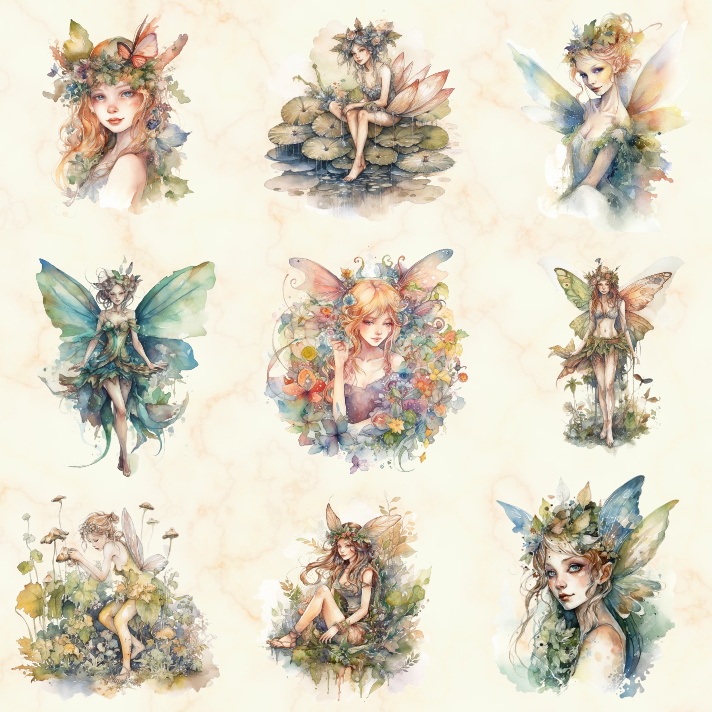27 Pretty Woodland Fairies Clipart - Magical Fairy PNG Set, Fantasy ...
