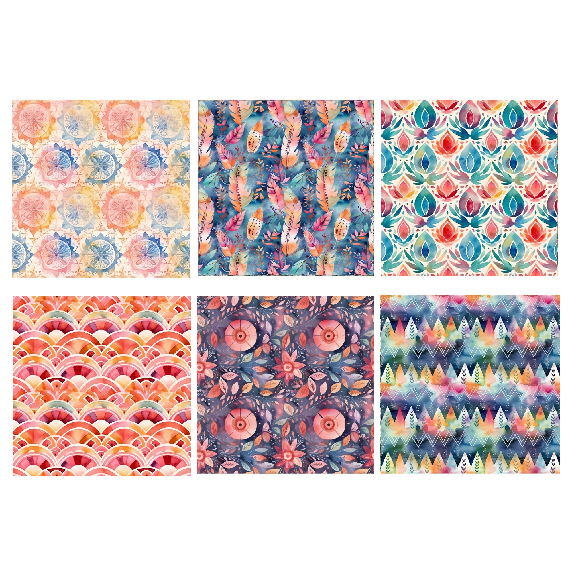 Pretty Bohemian Seamless Digital Paper - Seamless Colorful Boho ...