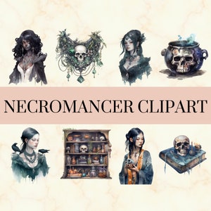 36 Nekromant Aquarell Clipart - Hübsche schwarze Hexe PNG Set, Dark Fantasy PNG, Gothic Märchen Clipart, kommerzielle Nutzung, sofortiger Download