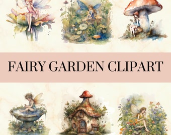20 PNG aquarelle Fairy Garden Clipart - Fairy Garden PNG Set, Cute Fairy Art, Commercial Use, Instant Download
