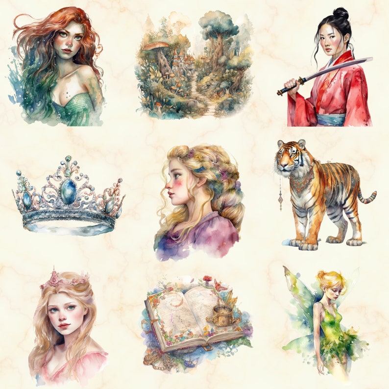 45 PNG Watercolor Fairytale Clipart - Fairytale Fantasy Book PNG Set ...