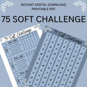 75 Soft Challenge Tracker, 75 Soft Challenge PDF, 75 Day Soft Challenge Printable, Fitness Journal, Self Improvement, PDF