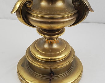 Vintage Stiffel Brass Art Deco Table Desk Lamp with Chinese Luck Symbol on screw no lampshade.