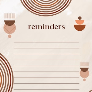Boho Reminder List Planner