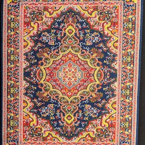 Vibrant Red with Navy Turkish Carpet Mouse Pad Persian rug office decor computer accessory