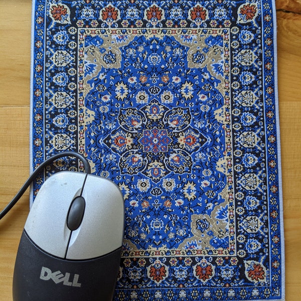 Beautiful Dark Blue Turkish Carpet Mouse Pad Persian rug office decor computer accessory